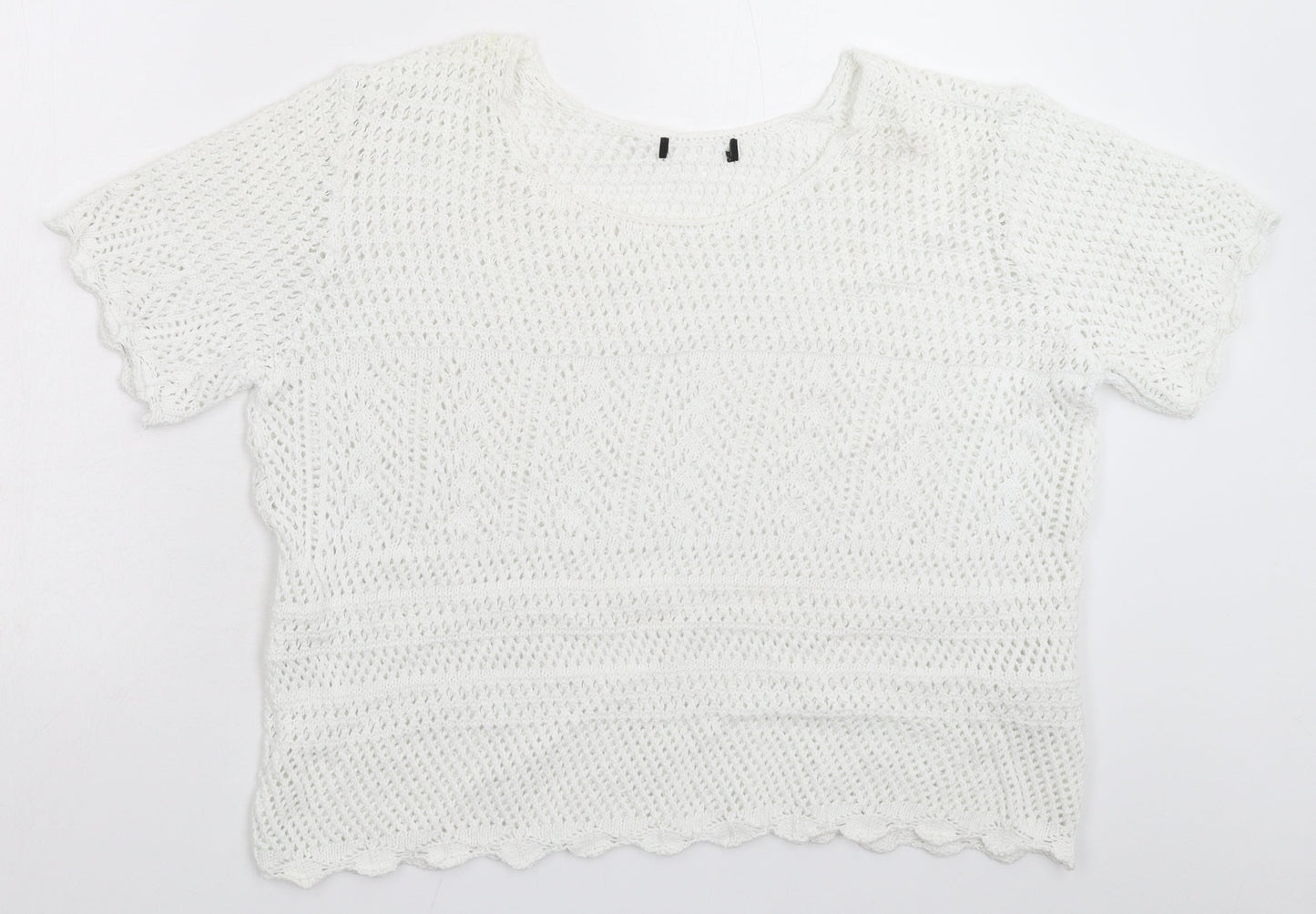 Atmosp Womens White  Knit Pullover Jumper Size 20