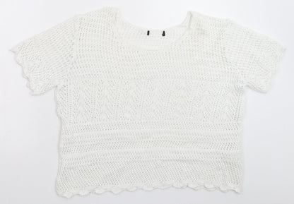 Atmosp Womens White  Knit Pullover Jumper Size 20