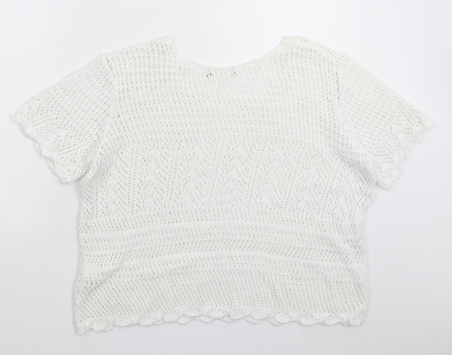 Atmosp Womens White  Knit Pullover Jumper Size 20
