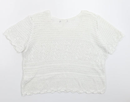 Atmosp Womens White  Knit Pullover Jumper Size 20