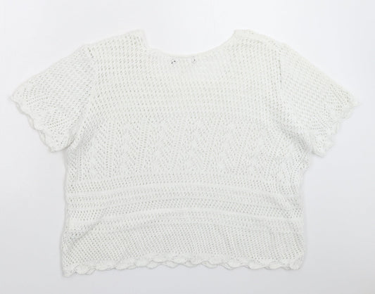 Atmosp Womens White  Knit Pullover Jumper Size 20
