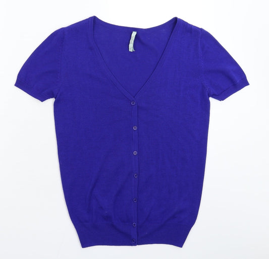 Maya Womens Blue  Knit Cardigan Jumper Size S