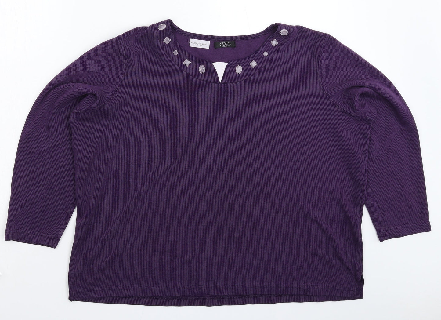 Womens UK Size L BM Purple Basic T-Shirt