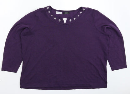 Womens UK Size L BM Purple Basic T-Shirt