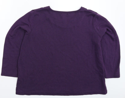 Womens UK Size L BM Purple Basic T-Shirt