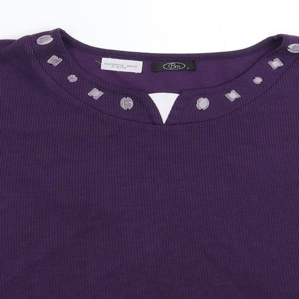 Womens UK Size L BM Purple Basic T-Shirt