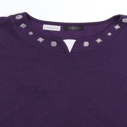 Womens UK Size L BM Purple Basic T-Shirt