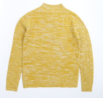 Womens UK Size S Papaya Yellow Pullover Jumper