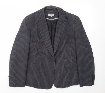 M&S Womens Grey Striped  Jacket Blazer Size 18