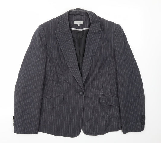 M&S Womens Grey Striped  Jacket Blazer Size 18
