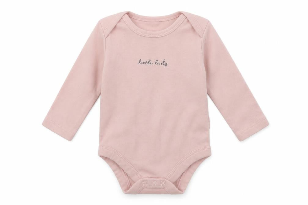 Front view of Tu girls’ pink babygrow one-piece, size 3-6, months