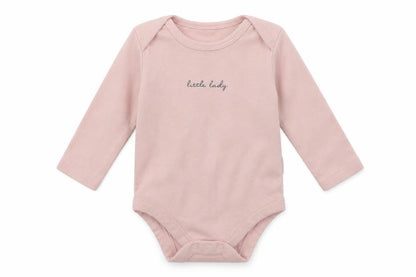 Front view of Tu girls’ pink babygrow one-piece, size 3-6, months