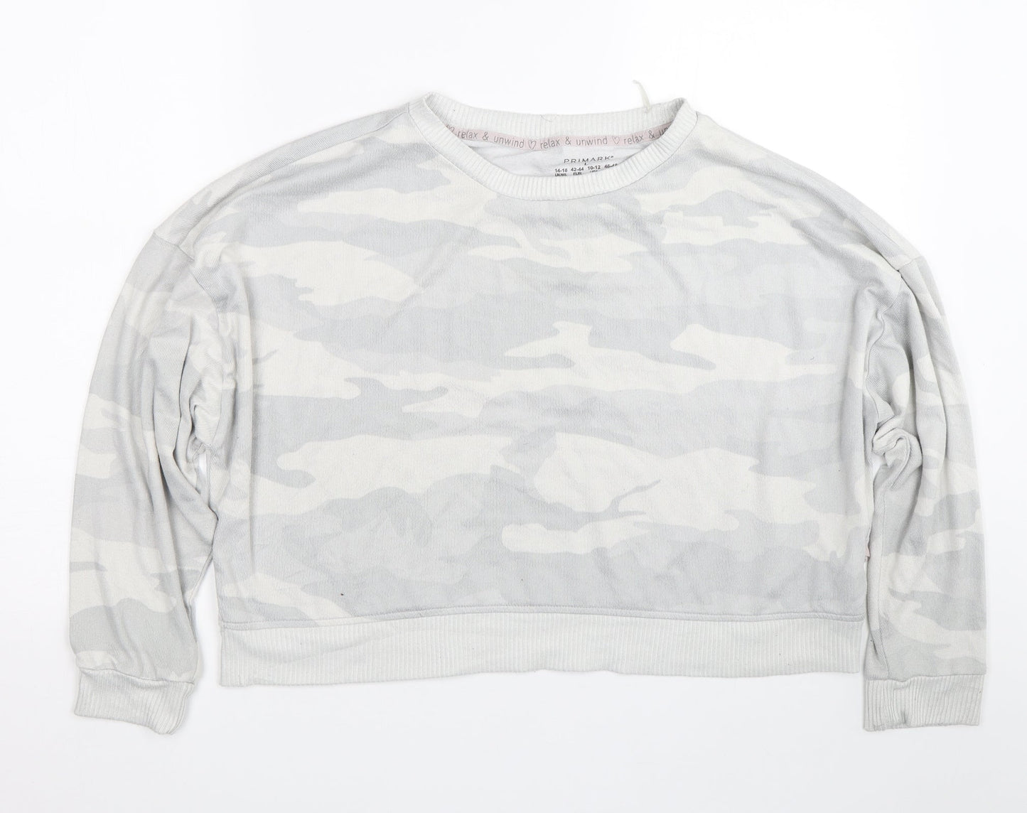 Primark Womens Grey Camouflage  Pullover Jumper Size L