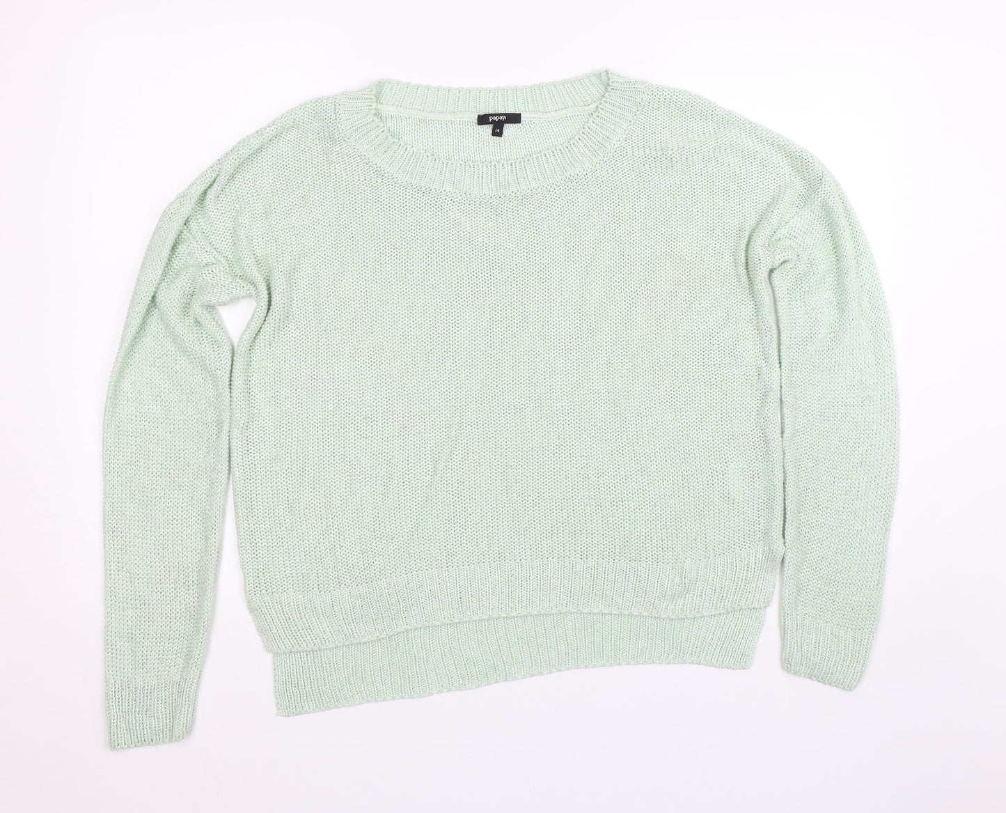 Womens UK Size 14 Papaya Green Pullover Jumper