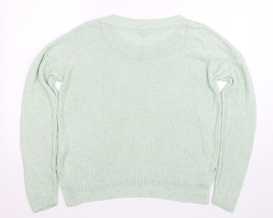 Womens UK Size 14 Papaya Green Pullover Jumper