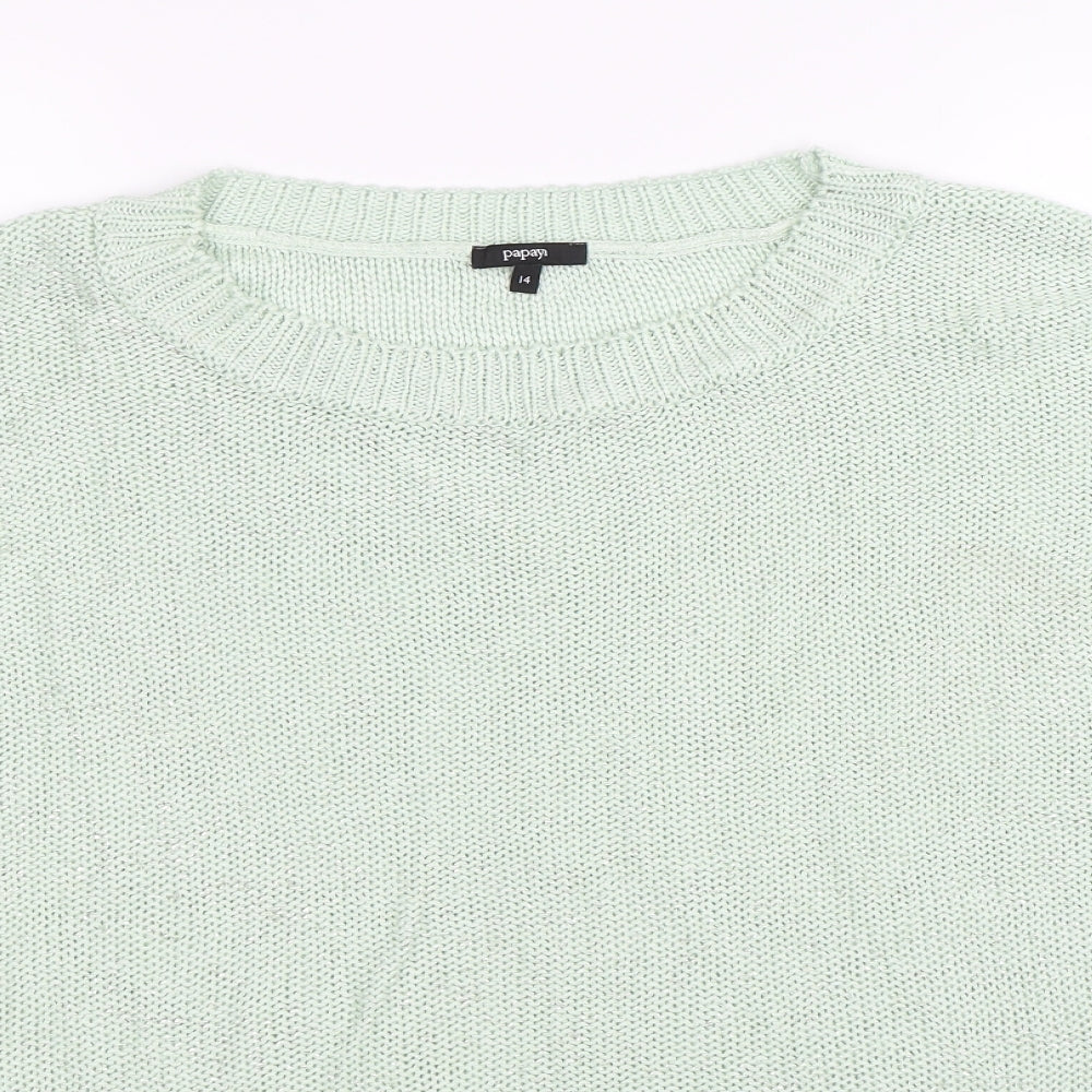 Womens UK Size 14 Papaya Green Pullover Jumper