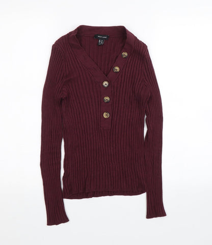 New Look Womens Purple Striped  Cardigan Jumper Size 10