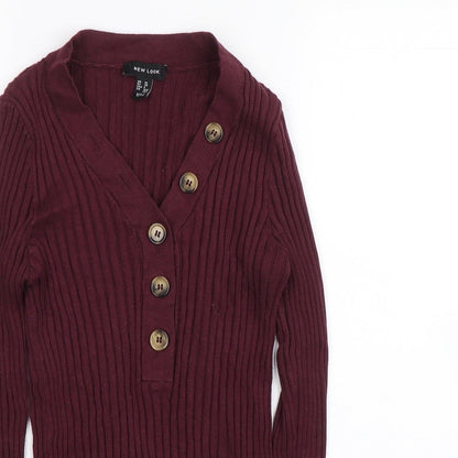 New Look Womens Purple Striped  Cardigan Jumper Size 10