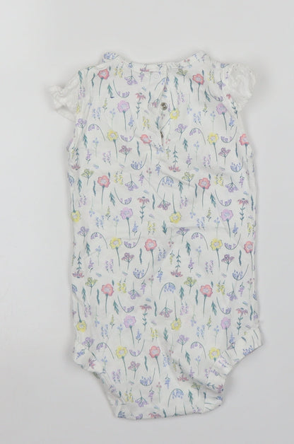 Matalan Girls White Floral  Babygrow One-Piece Size 0-3 Months