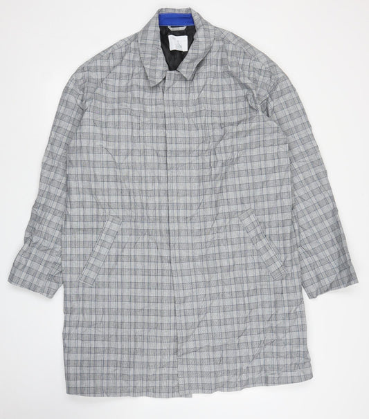 ASOS Mens Grey Plaid  Overcoat Coat Size M