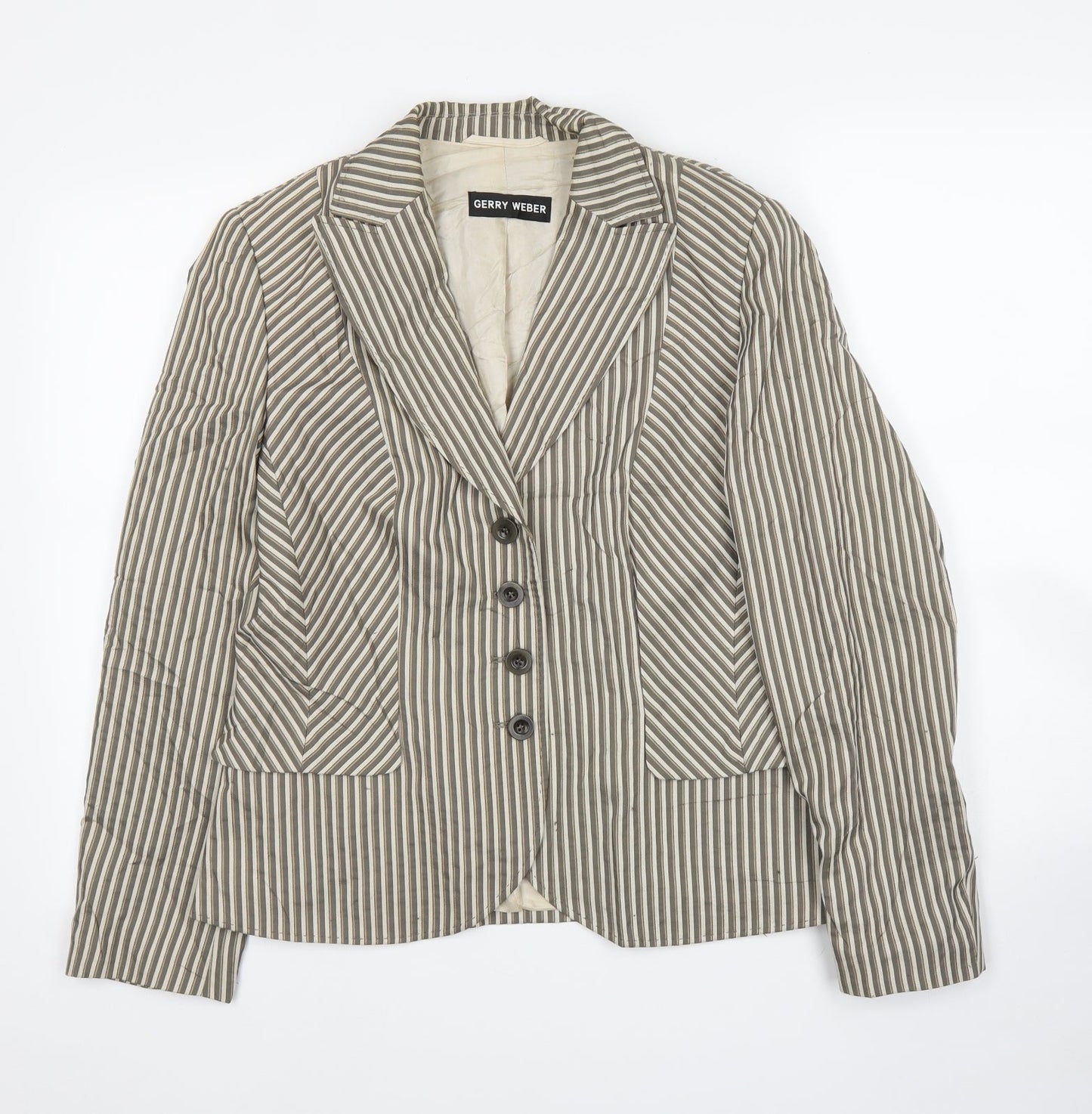 Gerry Weber Womens Grey Striped  Jacket Blazer Size 12
