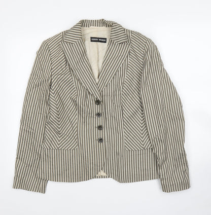 Gerry Weber Womens Grey Striped  Jacket Blazer Size 12