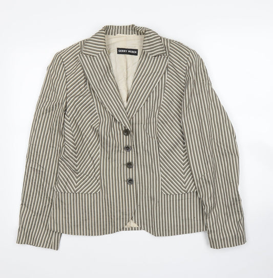 Gerry Weber Womens Grey Striped  Jacket Blazer Size 12