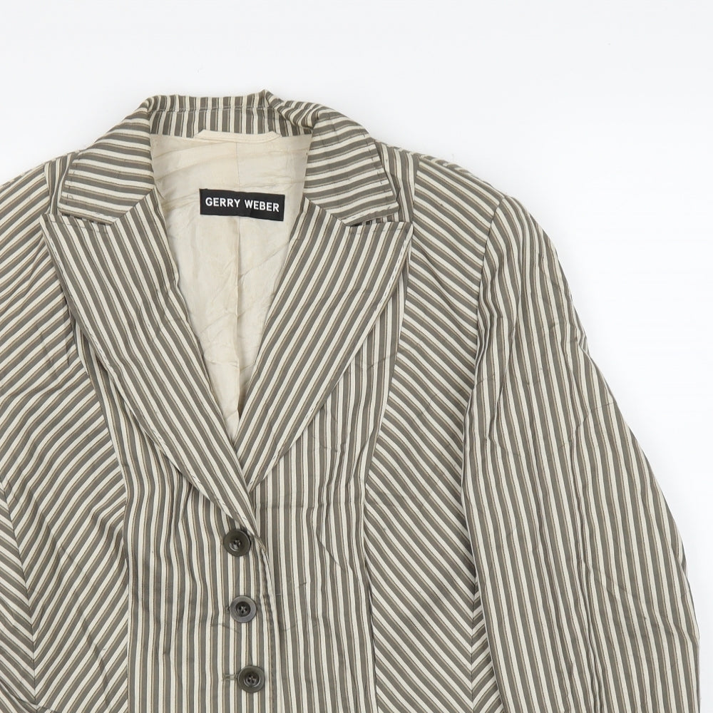 Gerry Weber Womens Grey Striped  Jacket Blazer Size 12