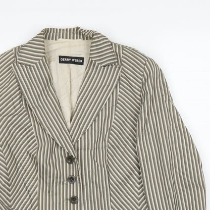 Gerry Weber Womens Grey Striped  Jacket Blazer Size 12