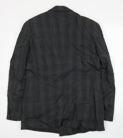 Brentoni Mens Grey Plaid  Jacket Suit Jacket Size 40