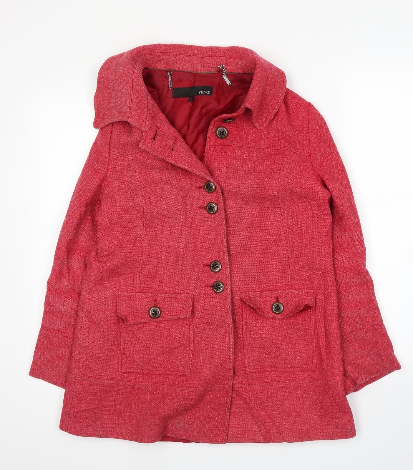 Womens UK Size 12 NEXT Pink Overcoat