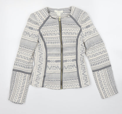 H&M Womens White Geometric  Jacket  Size XS