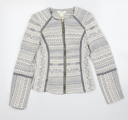 H&M Womens White Geometric  Jacket  Size XS