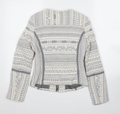 H&M Womens White Geometric  Jacket  Size XS