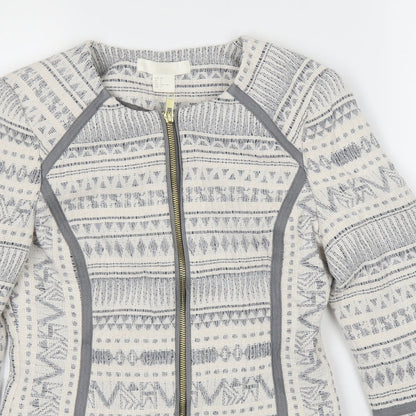 H&M Womens White Geometric  Jacket  Size XS
