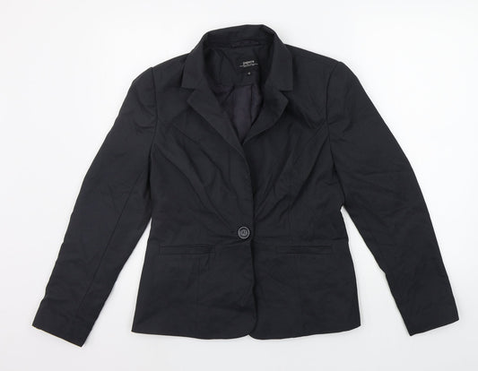 Papaya Womens Black Geometric  Jacket Blazer Size 12