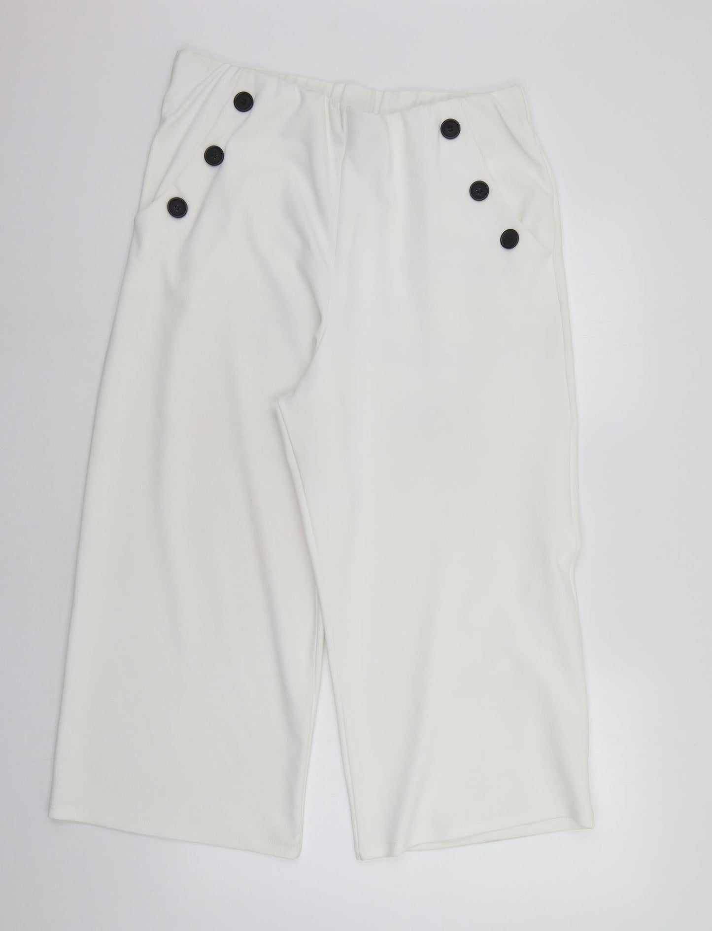 New Look Womens White   Trousers  Size 18 L21 in - Elasticated Waist