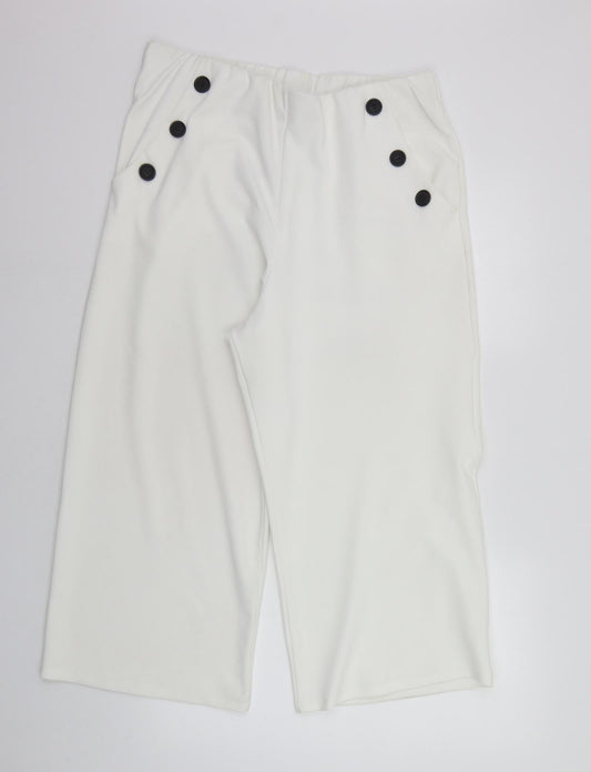 New Look Womens White   Trousers  Size 18 L21 in - Elasticated Waist
