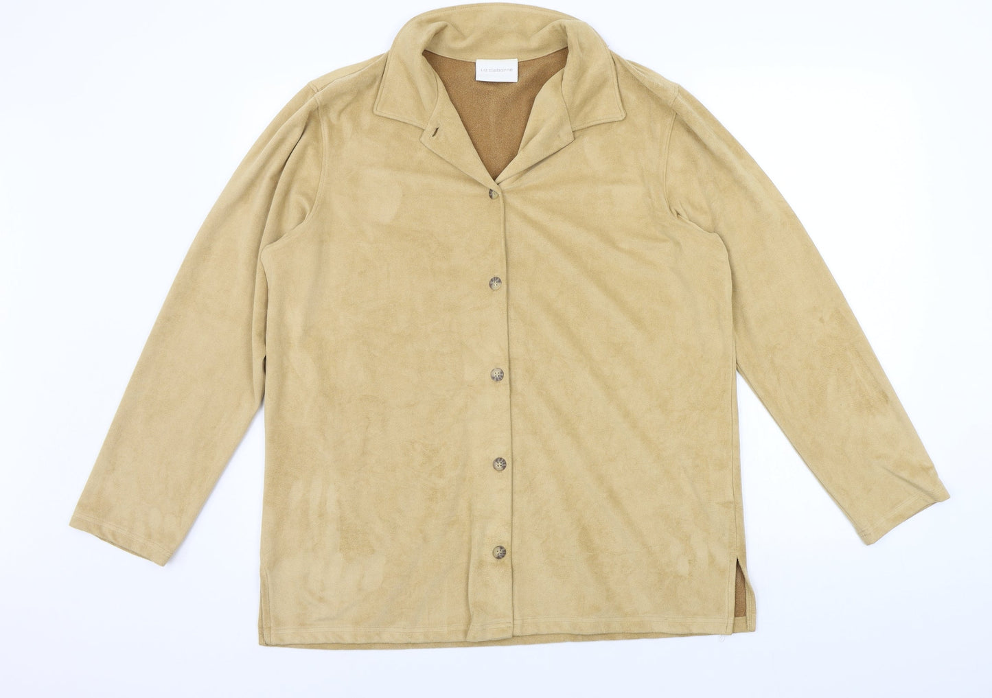 Liz Claiborne Womens Beige   Basic Button-Up Size L