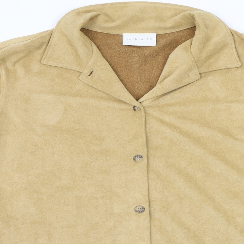 Liz Claiborne Womens Beige   Basic Button-Up Size L