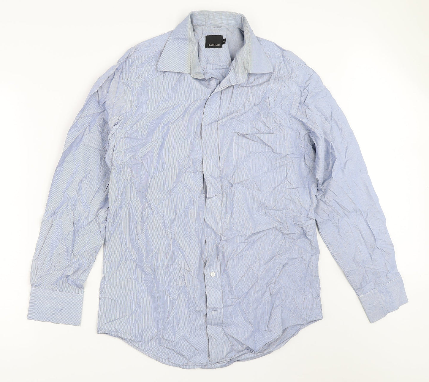 Mens UK Size 15.5 Baulmer Blue  Button-Up Long Sleeve Casual Shirt