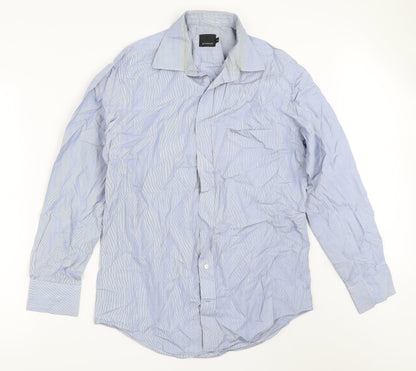 Mens UK Size 15.5 Baulmer Blue  Button-Up Long Sleeve Casual Shirt