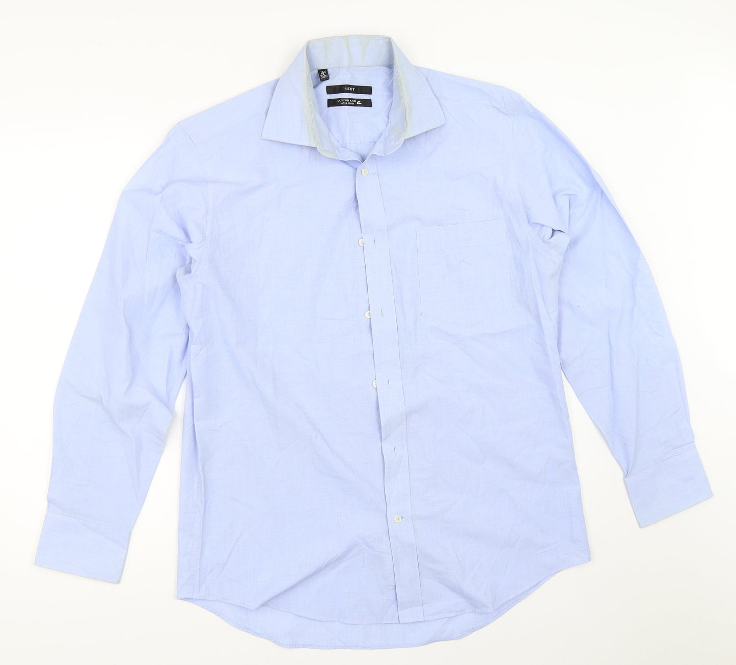 Mens UK Size 15.5 NEXT Blue  Button-Up Long Sleeve Casual Shirt