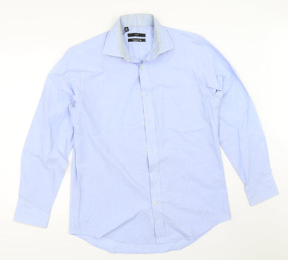 Mens UK Size 15.5 NEXT Blue  Button-Up Long Sleeve Casual Shirt