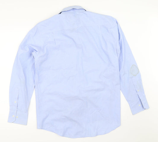 Mens UK Size 15.5 NEXT Blue  Button-Up Long Sleeve Casual Shirt