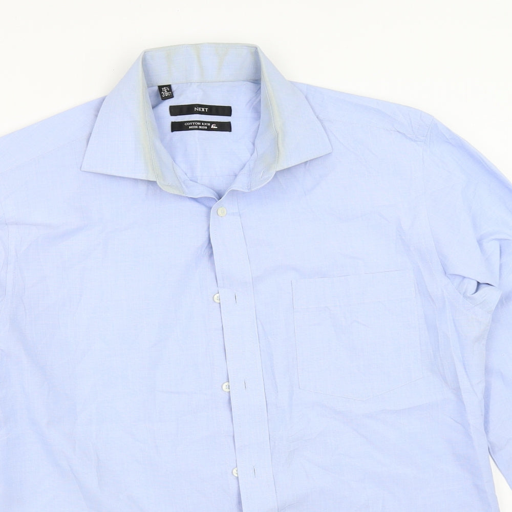 Mens UK Size 15.5 NEXT Blue  Button-Up Long Sleeve Casual Shirt