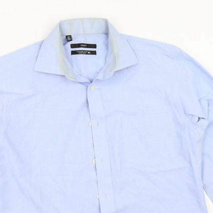 Mens UK Size 15.5 NEXT Blue  Button-Up Long Sleeve Casual Shirt