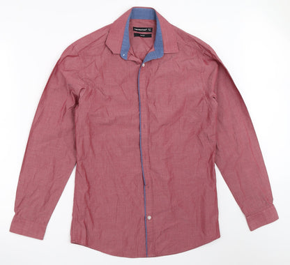 Mens UK Size 15.5 Cedar Wood State Red  Button-Up Long Sleeve Casual Shirt