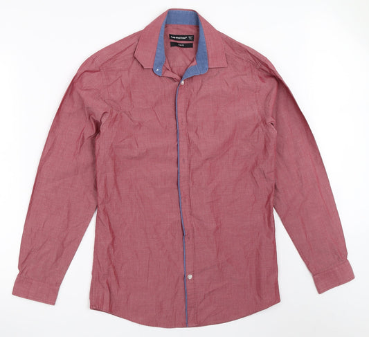 Mens UK Size 15.5 Cedar Wood State Red  Button-Up Long Sleeve Casual Shirt