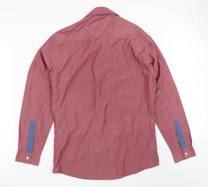 Mens UK Size 15.5 Cedar Wood State Red  Button-Up Long Sleeve Casual Shirt